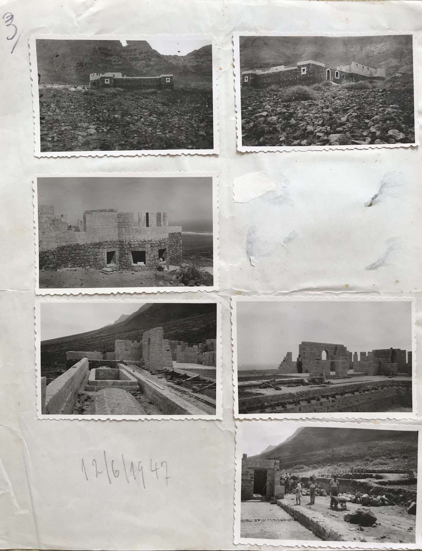 Cartón Nº 3 —12 de junio de 1947— fotos construcción Casa Winter Cofete