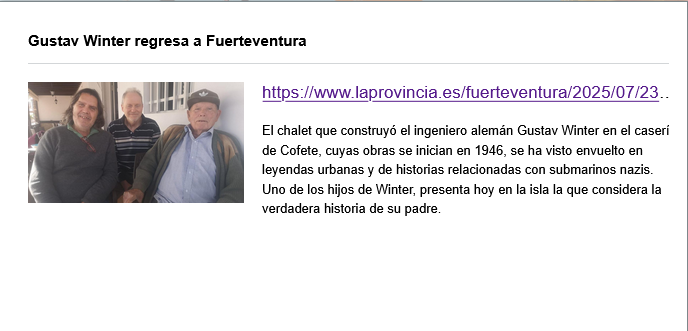 Gustav Winter regresa a Fuerteventura. La Provincia (23-07-2025)